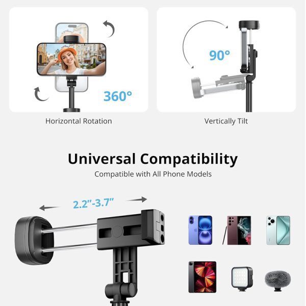 Selfie Stick Tripod with Cold Shoe M90 - Image 5